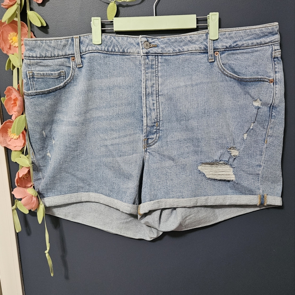 New Old Navy O.G. Straight High Rise Distressed Denim Shorts Plus Size 24W